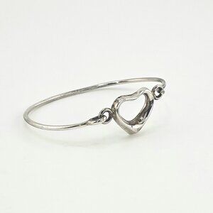 Vintage Mexico 925 Sterling Silver Heart Hook Bangle Bracelet Medium Large